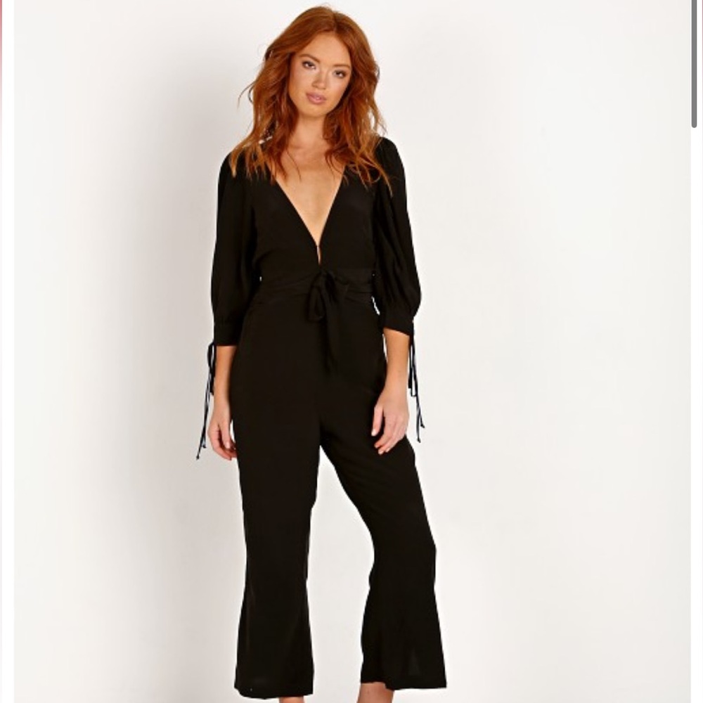 NWT For Love & Lemons Georgia black jumpsuit size large